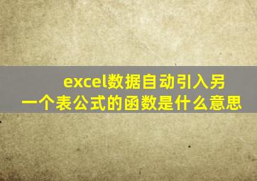 excel数据自动引入另一个表公式的函数是什么意思