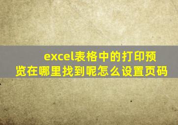excel表格中的打印预览在哪里找到呢怎么设置页码