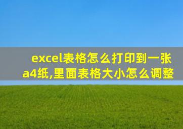 excel表格怎么打印到一张a4纸,里面表格大小怎么调整
