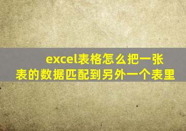 excel表格怎么把一张表的数据匹配到另外一个表里
