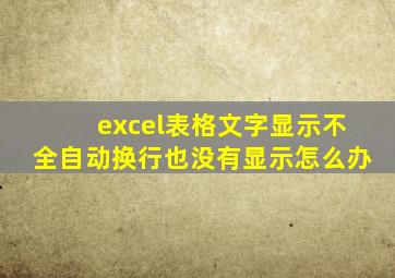 excel表格文字显示不全自动换行也没有显示怎么办