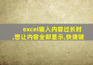 excel输入内容过长时,想让内容全部显示,快捷键