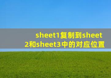 sheet1复制到sheet2和sheet3中的对应位置