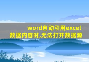word自动引用excel数据内容时,无法打开数据源