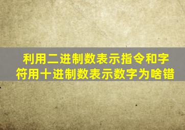 利用二进制数表示指令和字符用十进制数表示数字为啥错