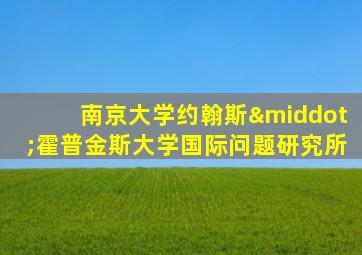 南京大学约翰斯·霍普金斯大学国际问题研究所