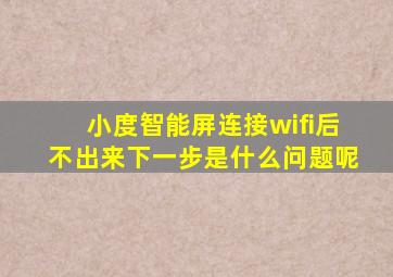 小度智能屏连接wifi后不出来下一步是什么问题呢