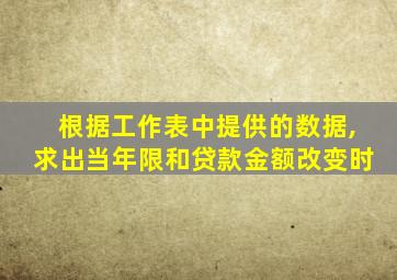 根据工作表中提供的数据,求出当年限和贷款金额改变时