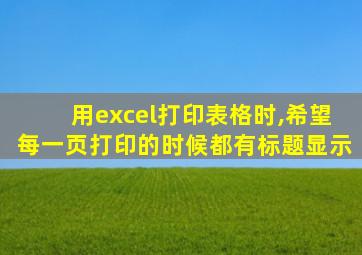 用excel打印表格时,希望每一页打印的时候都有标题显示