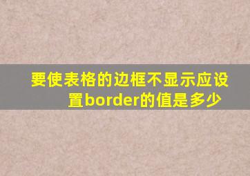要使表格的边框不显示应设置border的值是多少
