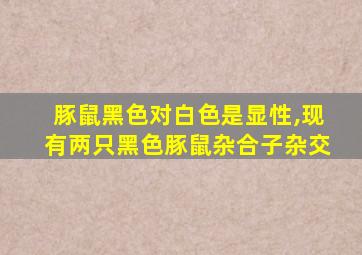 豚鼠黑色对白色是显性,现有两只黑色豚鼠杂合子杂交