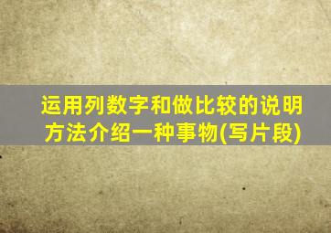 运用列数字和做比较的说明方法介绍一种事物(写片段)