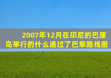 2007年12月在印尼的巴厘岛举行的什么通过了巴黎路线图