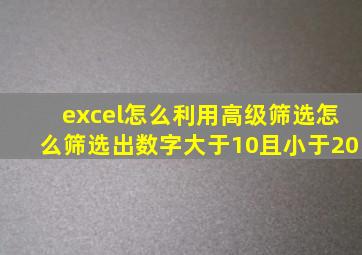 excel怎么利用高级筛选怎么筛选出数字大于10且小于20