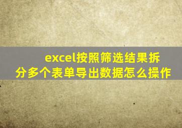 excel按照筛选结果拆分多个表单导出数据怎么操作