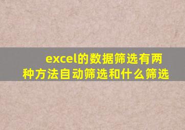 excel的数据筛选有两种方法自动筛选和什么筛选