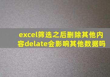 excel筛选之后删除其他内容delate会影响其他数据吗