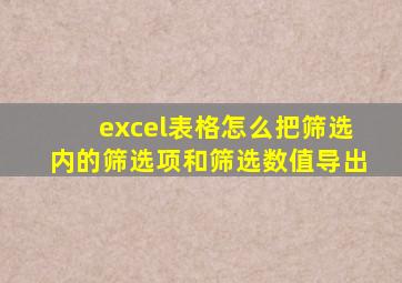excel表格怎么把筛选内的筛选项和筛选数值导出