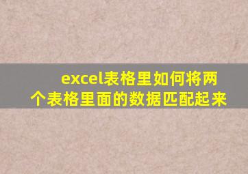 excel表格里如何将两个表格里面的数据匹配起来