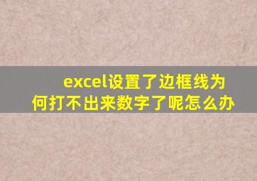 excel设置了边框线为何打不出来数字了呢怎么办