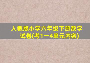 人教版小学六年级下册数学试卷(考1一4单元内容)