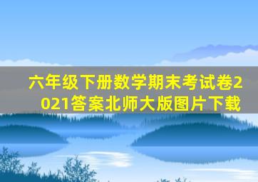 六年级下册数学期末考试卷2021答案北师大版图片下载