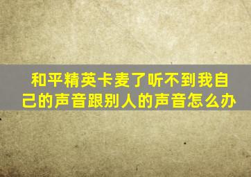 和平精英卡麦了听不到我自己的声音跟别人的声音怎么办