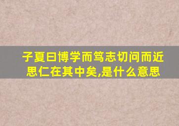 子夏曰博学而笃志切问而近思仁在其中矣,是什么意思