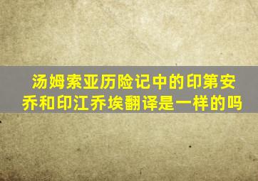 汤姆索亚历险记中的印第安乔和印江乔埃翻译是一样的吗
