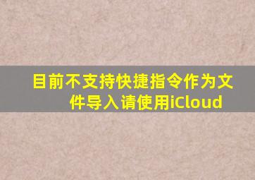 目前不支持快捷指令作为文件导入请使用iCloud
