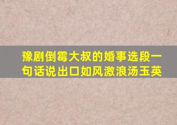 豫剧倒霉大叔的婚事选段一句话说出口如风激浪汤玉英